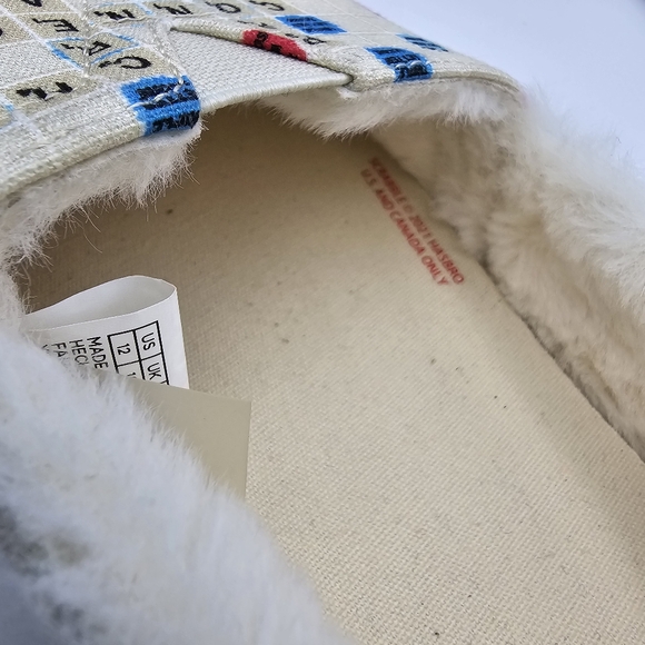 NWT TOMS Scrabble Gameboard Print Faux Fur Lined Alpargata Slip-ons, Women's 12 - Picture 4 of 16